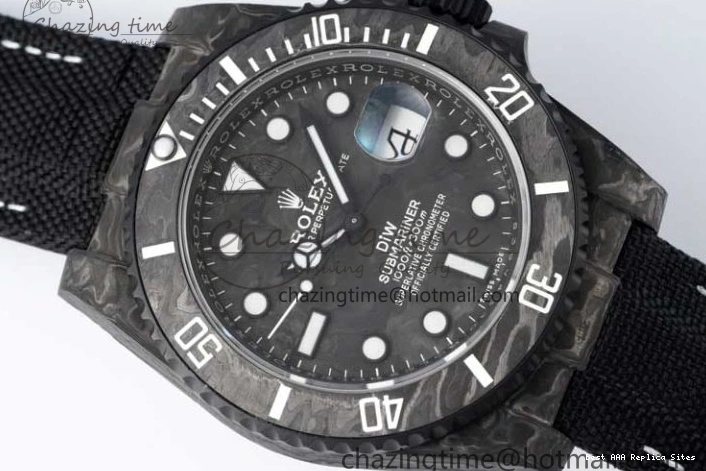 Good Copy Rolex Watches DIW Black Edition Carbon Black Strap AllSeason Nylon VSF 1:1 White VS Dial Best 2165 on Submariner 0121